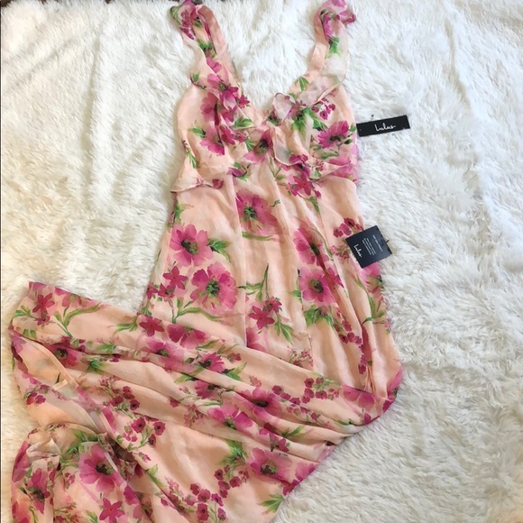 Lulu's Floral Pink Maxi Dress - Picture 1 of 7
